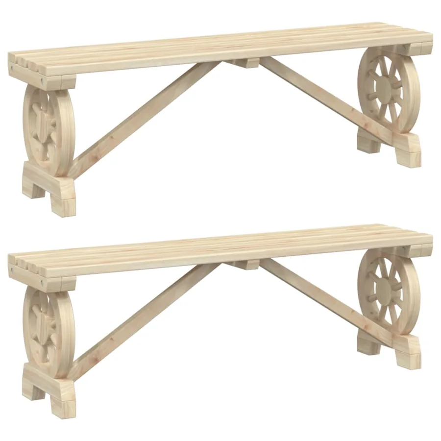 Bancs de jardin lot de 2 bois de sapin massif - 2