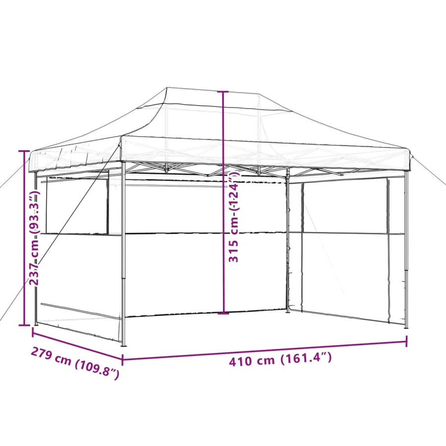 Tente de réception pliable escamotable avec 3 parois latérales - 9