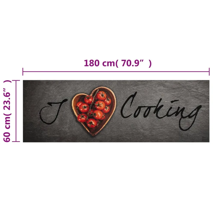 Tapis de cuisine lavable texte Cooking 60x180 cm velours - 5