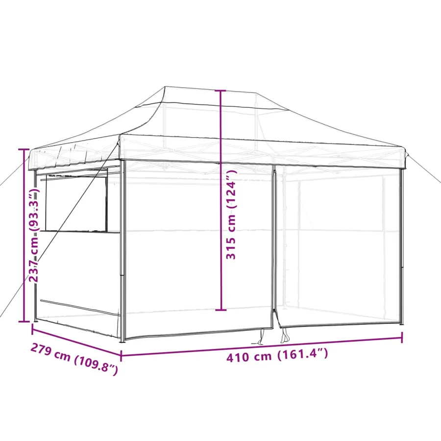 Tente de réception pliable escamotable avec 4 parois latérales - 10