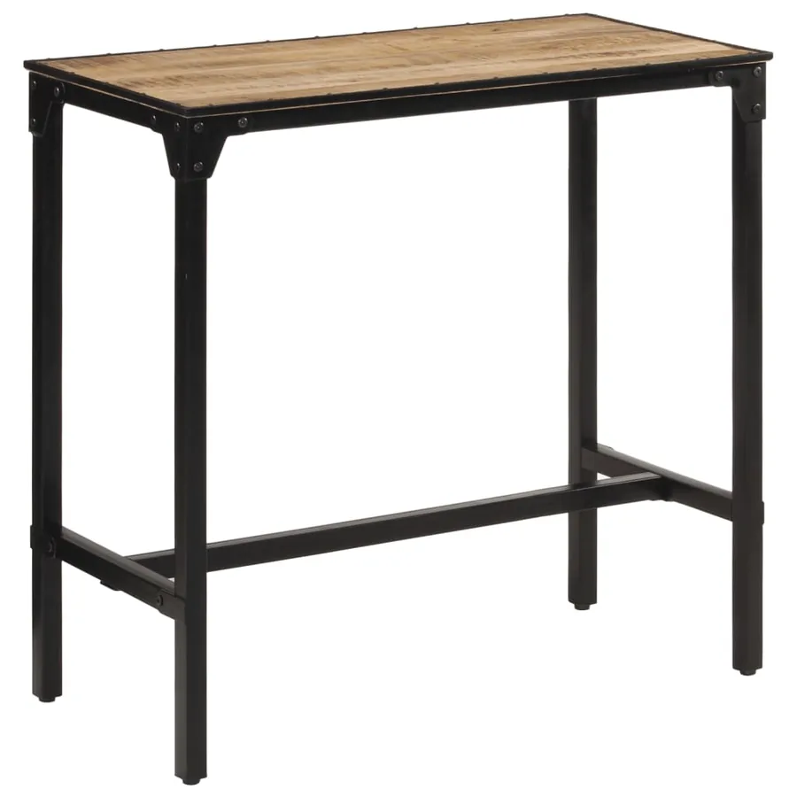 Ensemble de bar 5 pcs bois de manguier brut massif et métal - 7