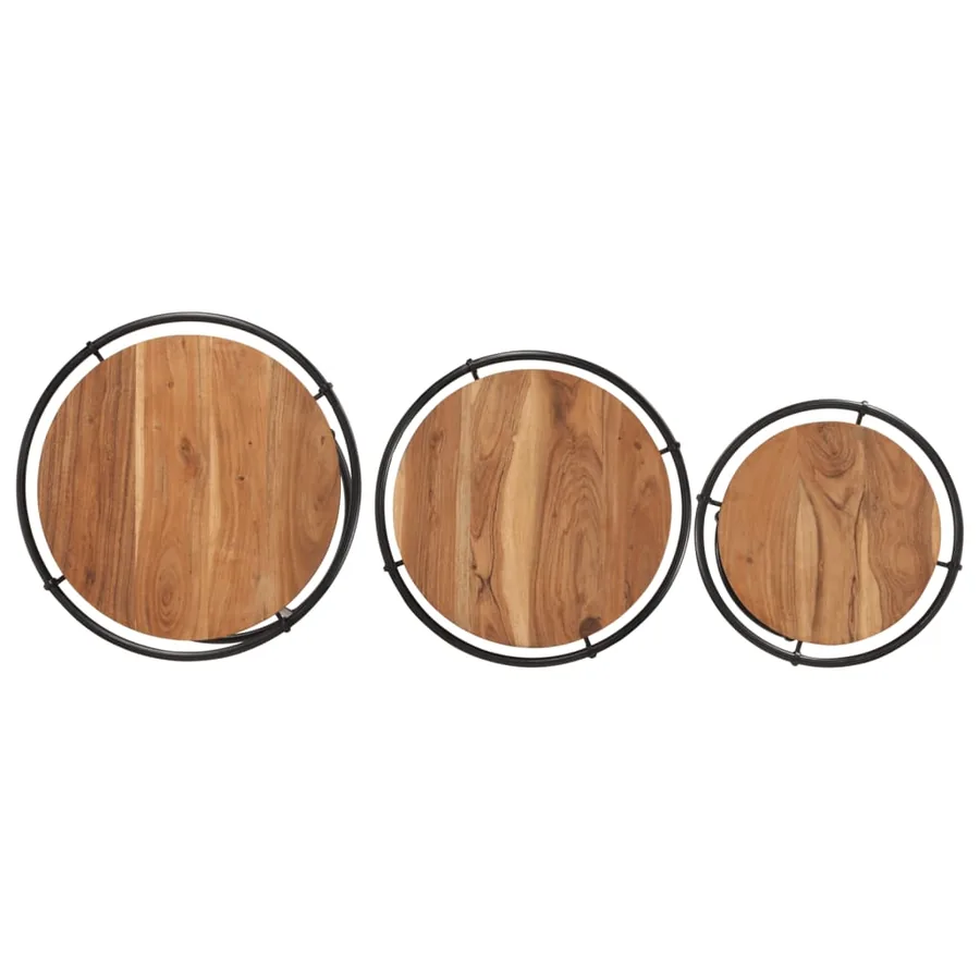 Tables gigognes 3 pcs bois massif d'acacia - 6