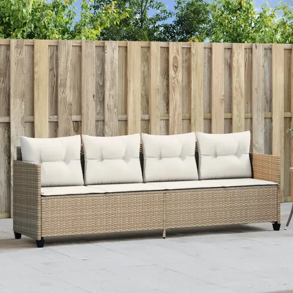 Chaise longue avec coussins beige résine tressée