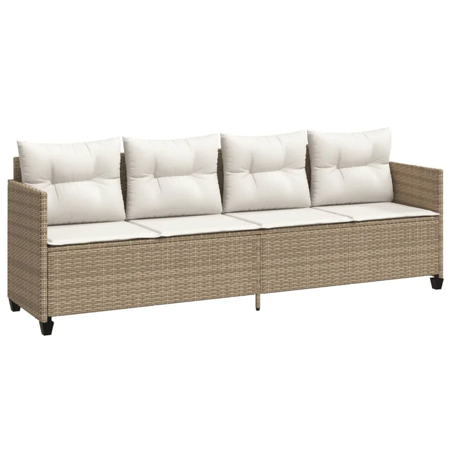 Chaise longue avec coussins beige résine tressée - 2