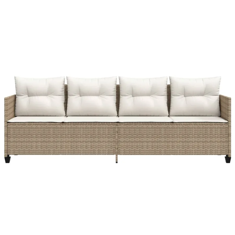 Chaise longue avec coussins beige résine tressée - 4