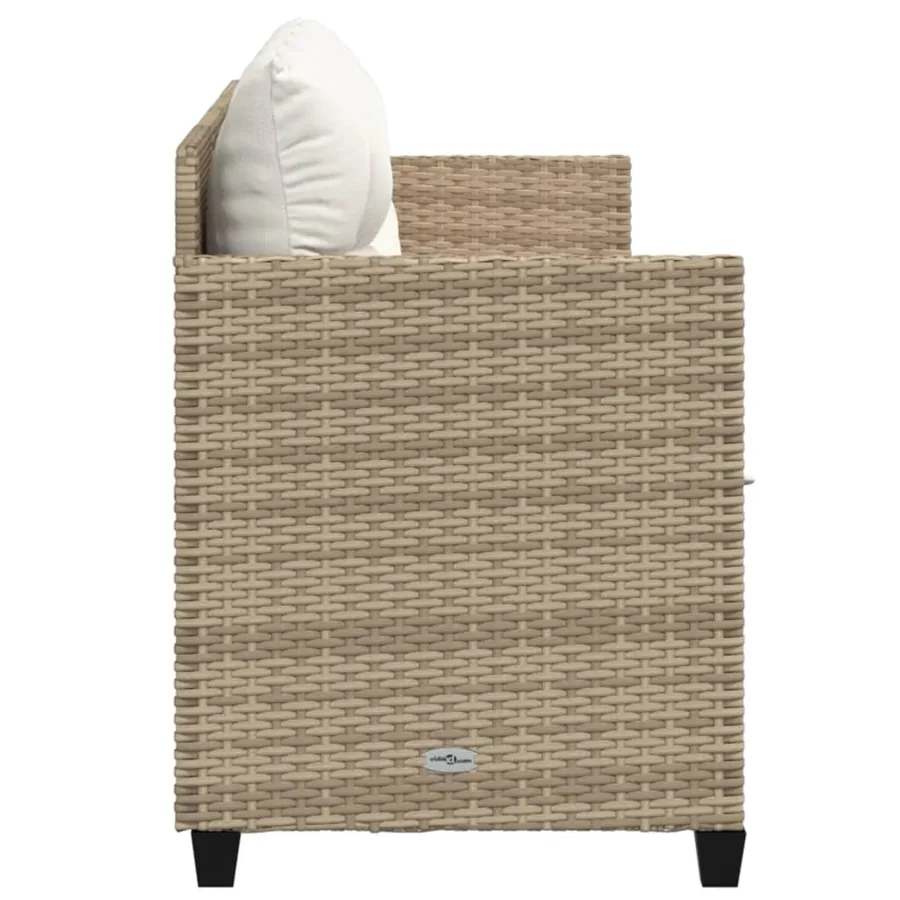Chaise longue avec coussins beige résine tressée - 5