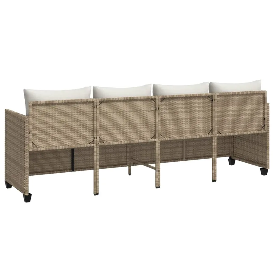 Chaise longue avec coussins beige résine tressée - 6