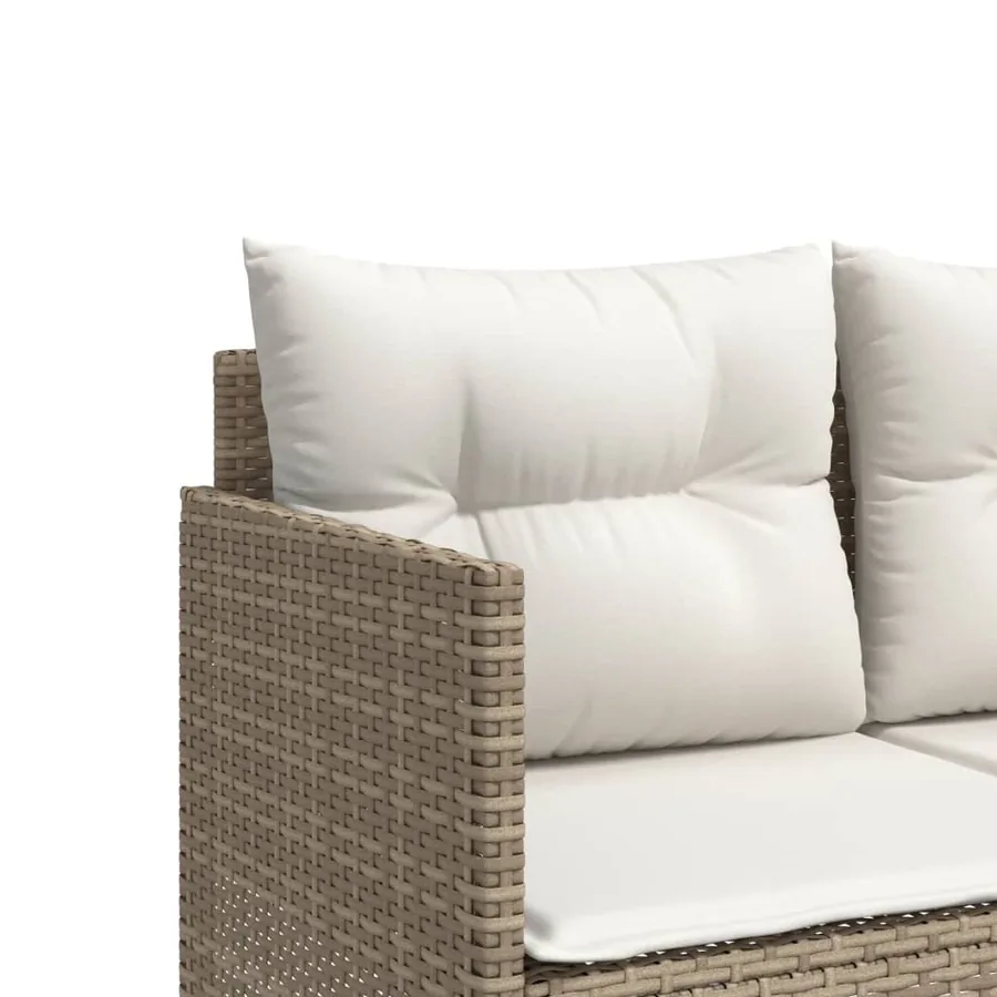 Chaise longue avec coussins beige résine tressée - 7