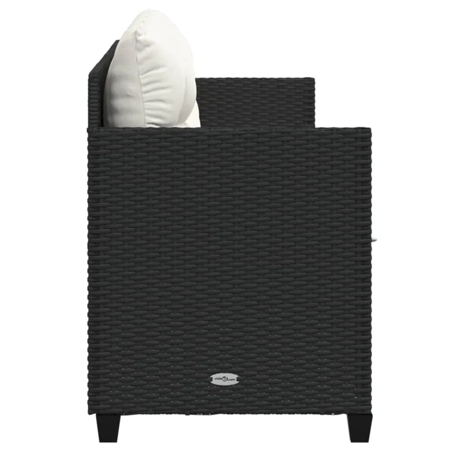 Chaise longue avec coussins noir résine tressée - 5
