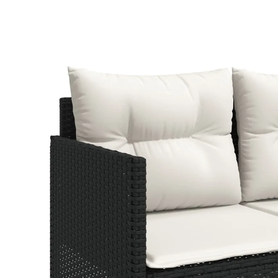 Chaise longue avec coussins noir résine tressée - 7