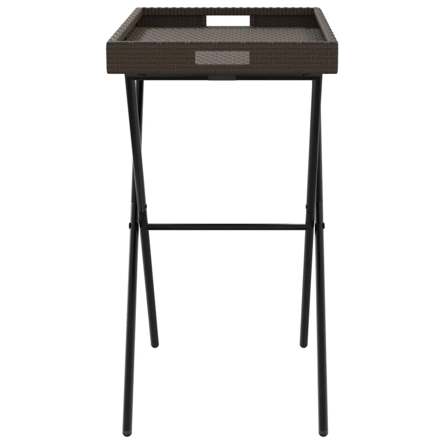 Table à plateau pliable marron 65x40x75 cm résine tressée - 6