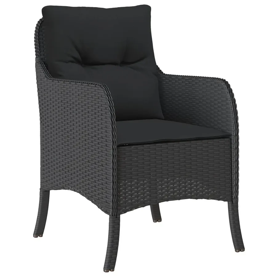 Ensemble à manger de jardin coussins 5pcs Noir Résine tressée - 3