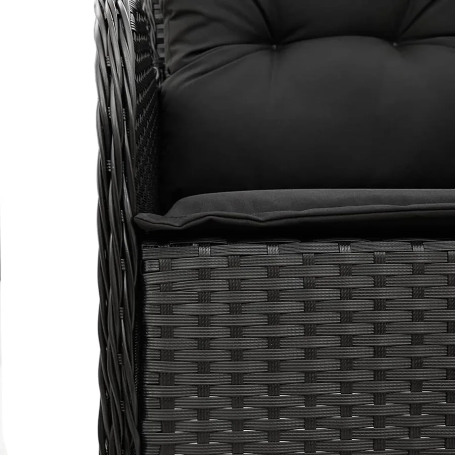 Ensemble à manger de jardin avec coussins 3 pcs Noir - 5