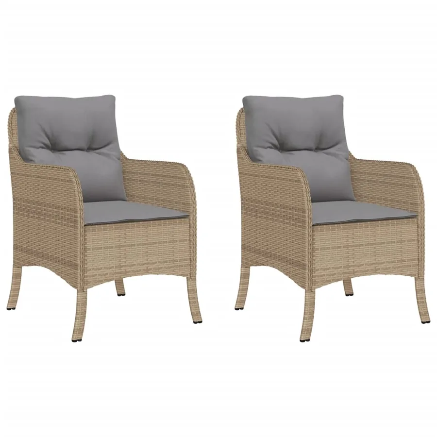 Chaises de jardin avec coussins lot de 2 mélange beige rotin - 2