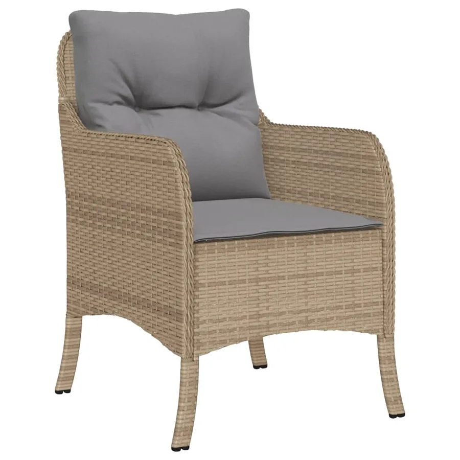 Chaises de jardin avec coussins lot de 2 mélange beige rotin - 4