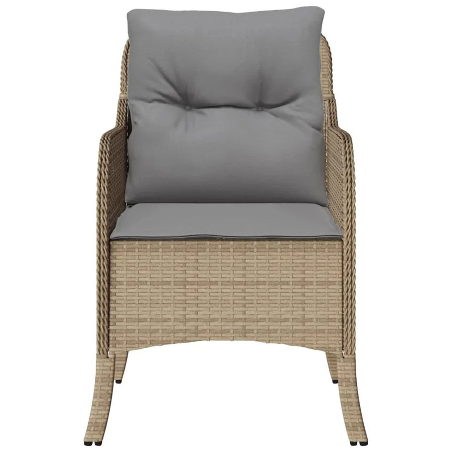 Chaises de jardin avec coussins lot de 2 mélange beige rotin - 5