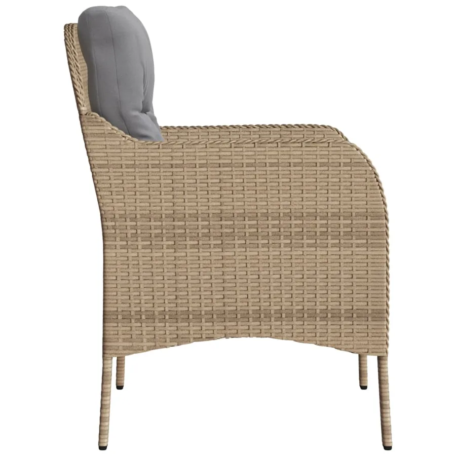 Chaises de jardin avec coussins lot de 2 mélange beige rotin - 6