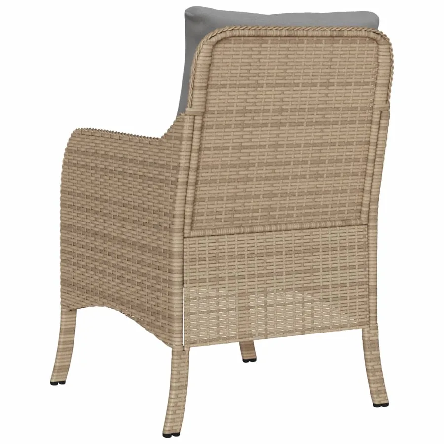 Chaises de jardin avec coussins lot de 2 mélange beige rotin - 7