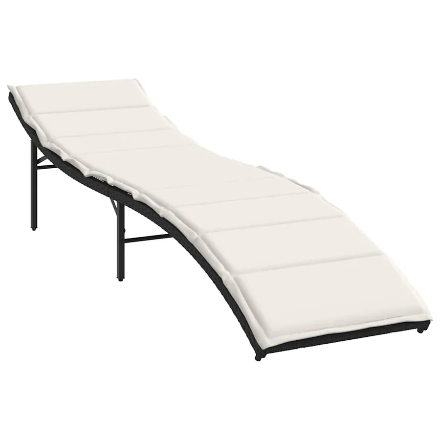 Chaises longues lot de 2 avec coussins noir résine tressée - 3