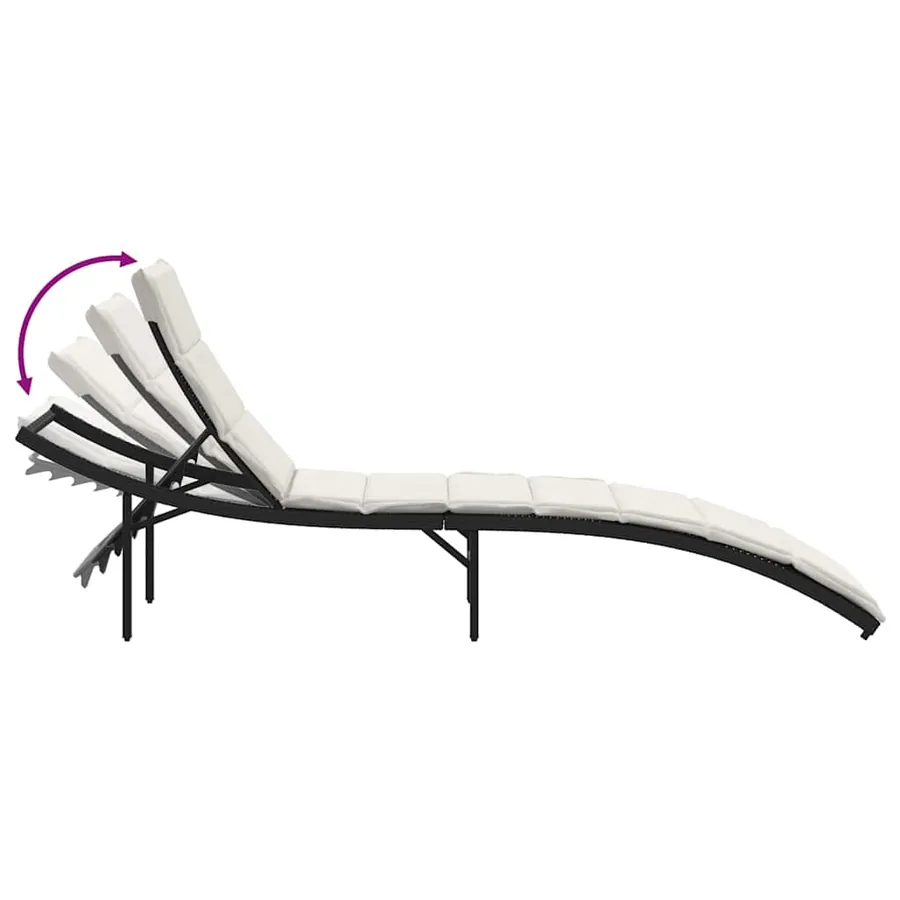 Chaises longues lot de 2 avec coussins noir résine tressée - 7