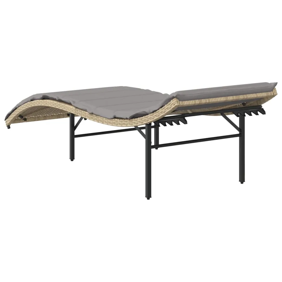 Chaise longue avec coussin beige 55x199x50 cm résine tressée - 6