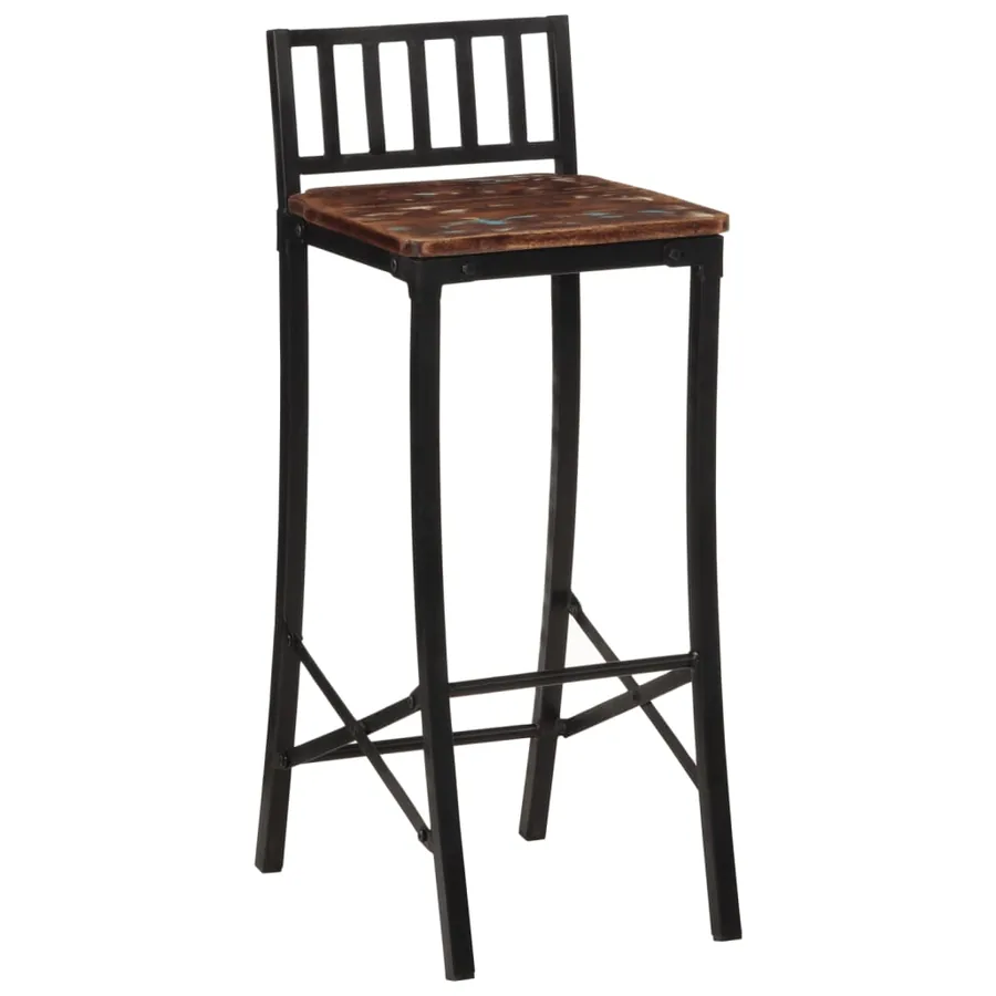 Chaises de bar lot de 2 bois de récupération massif - 2