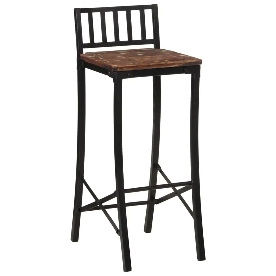 Chaises de bar lot de 2 bois de récupération massif - 3