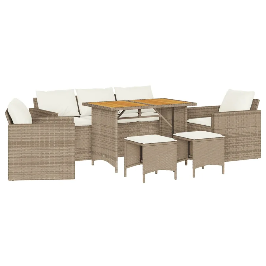 Salon de jardin avec coussins 6 pcs beige résine tressée - 2