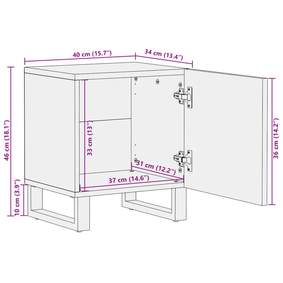 Tables de chevet 2 pcs 40x34x46 cm bois de manguier massif - 10