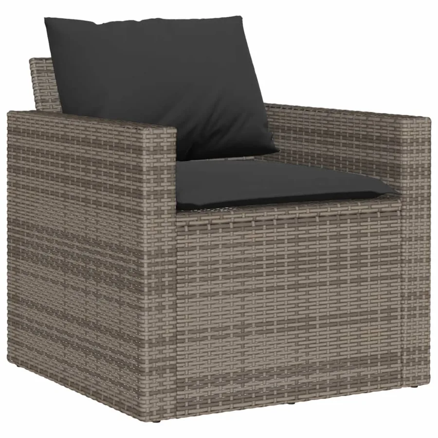 Salon de jardin 4 pcs avec coussins gris résine tressée - 4