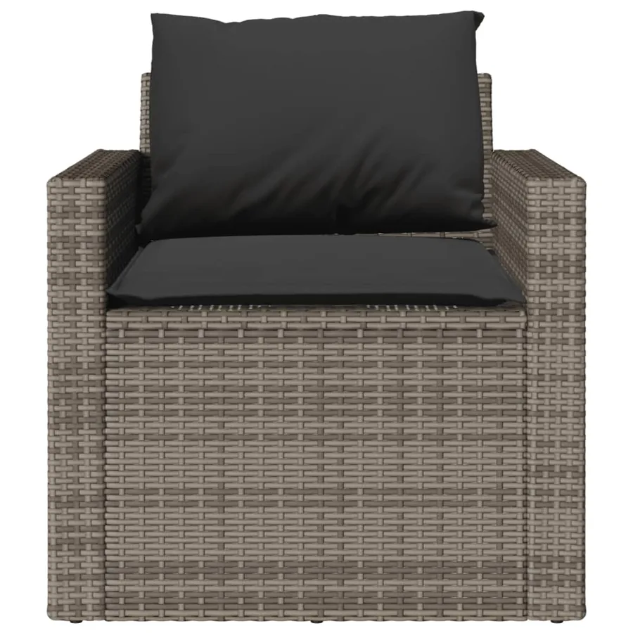 Salon de jardin 4 pcs avec coussins gris résine tressée - 6