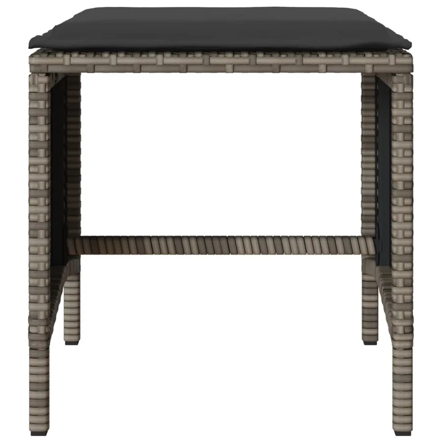 Salon de jardin 4 pcs avec coussins gris résine tressée - 7