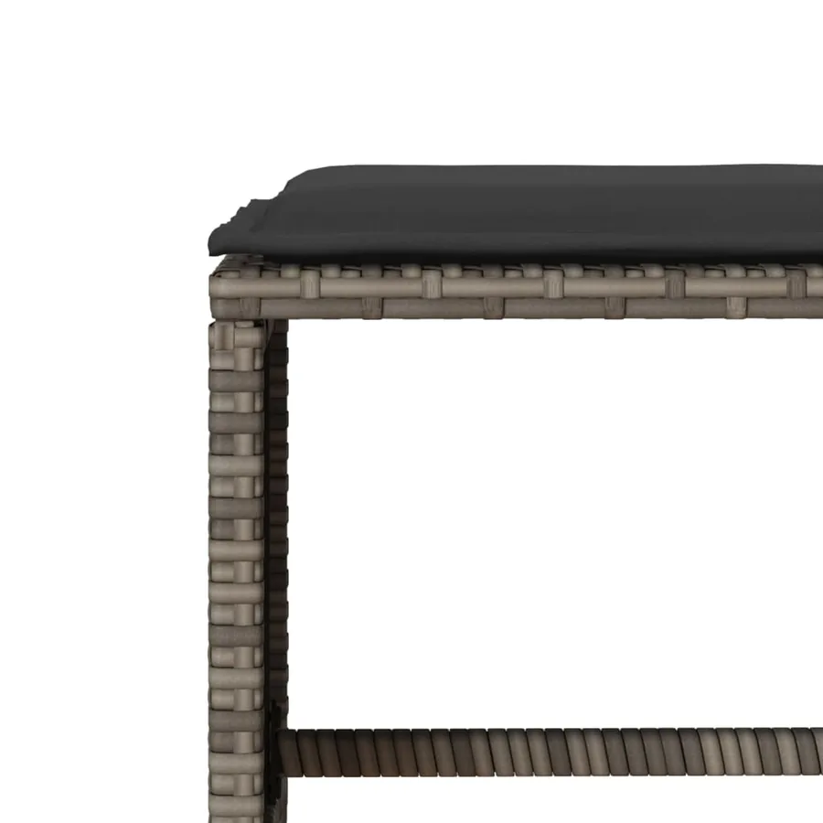 Salon de jardin 4 pcs avec coussins gris résine tressée - 9