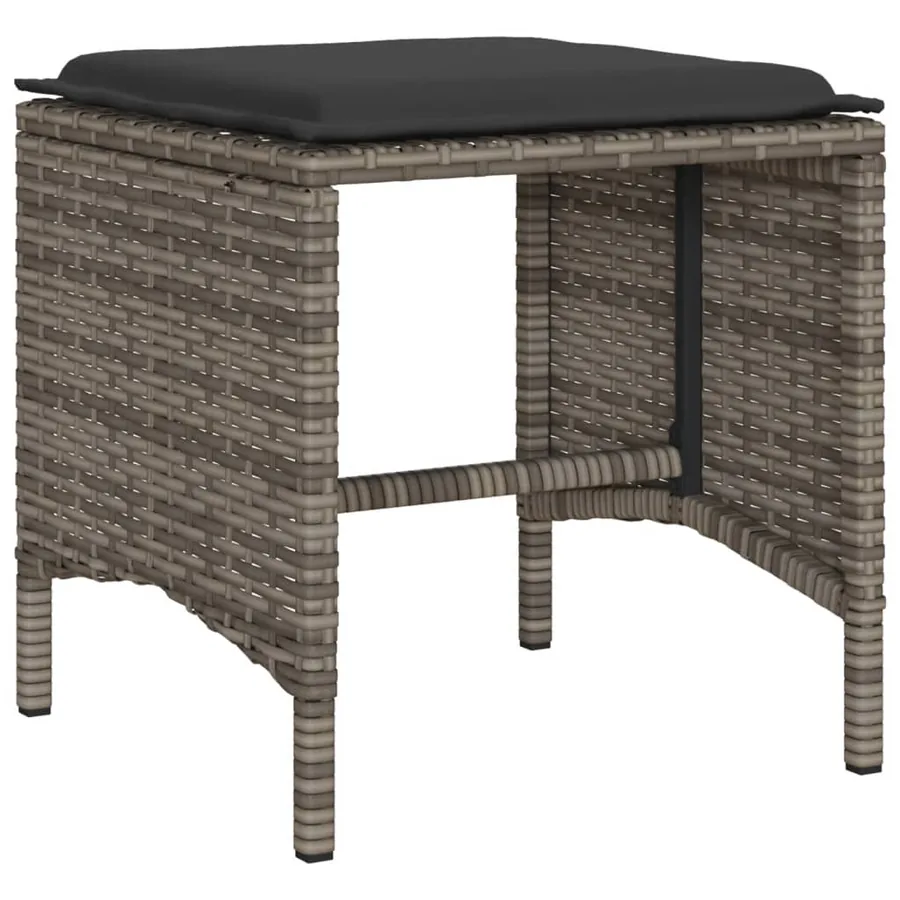 Salon de jardin 6 pcs avec coussins gris résine tressée - 4