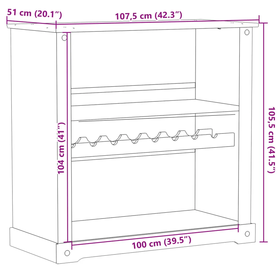 Armoire à vin Corona 107,5x51x105,5 cm bois de pin massif - 9