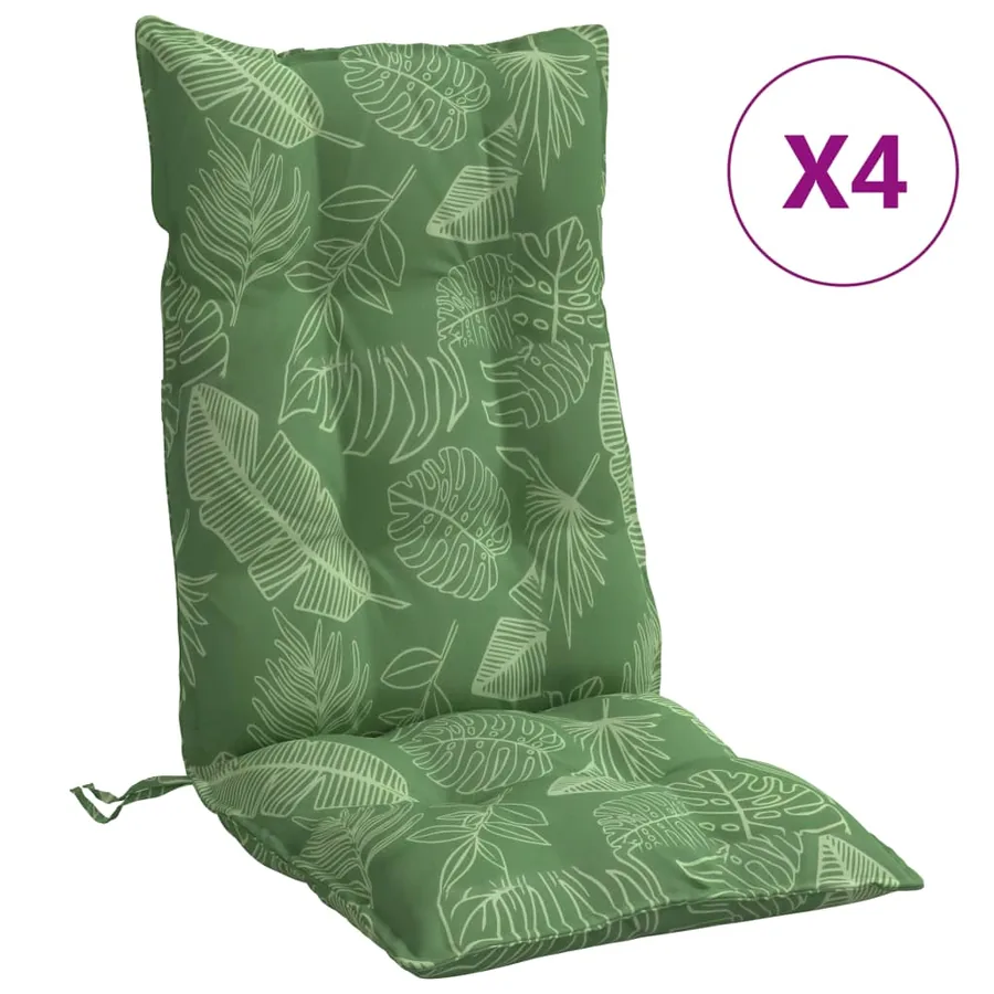 Coussins de chaise à dossier haut lot de 4 modèle de feuille - 2