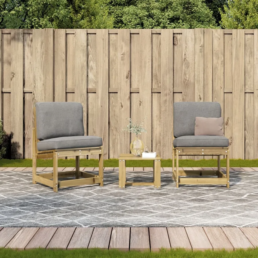 Salon de jardin 3 pcs bois de pin imprégné - 3