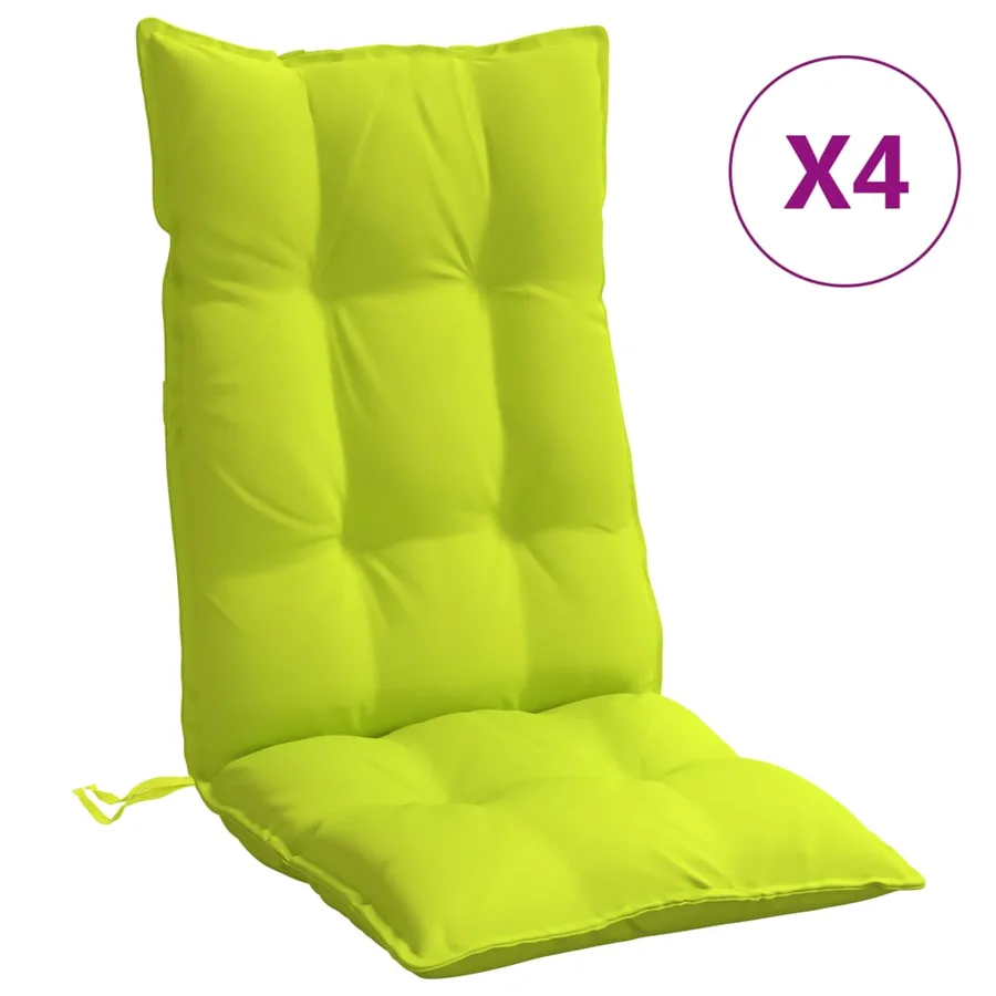 Coussins de chaise à dossier haut lot de 4 vert vif - 2
