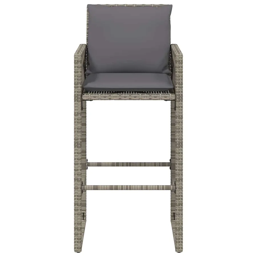 Tabourets de bar jardin coussins lot de 2 gris résine tressée - 5