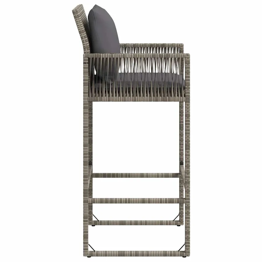 Tabourets de bar jardin coussins lot de 2 gris résine tressée - 6