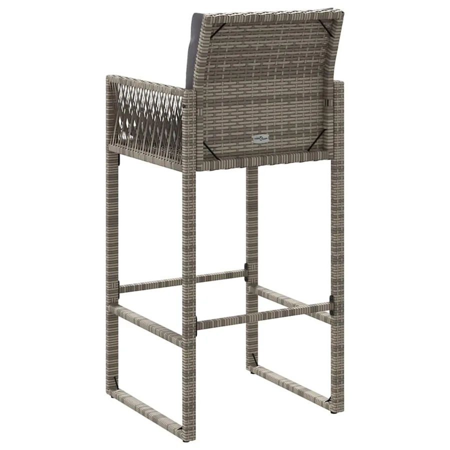 Tabourets de bar jardin coussins lot de 2 gris résine tressée - 7