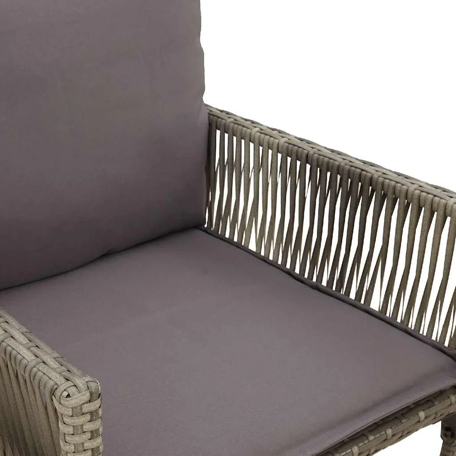 Tabourets de bar jardin coussins lot de 2 gris résine tressée - 9