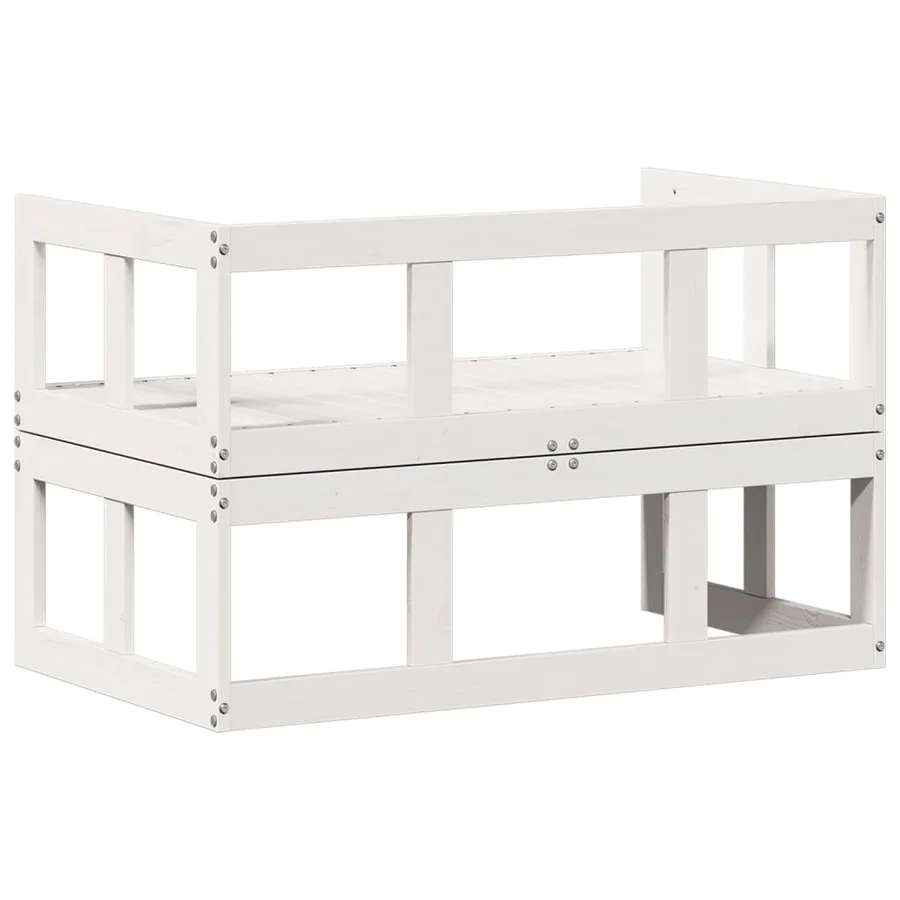 Canapé de jardin extensible blanc bois massif de pin - 7