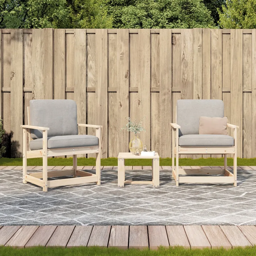 Salon de jardin 3 pcs bois massif de pin - 3