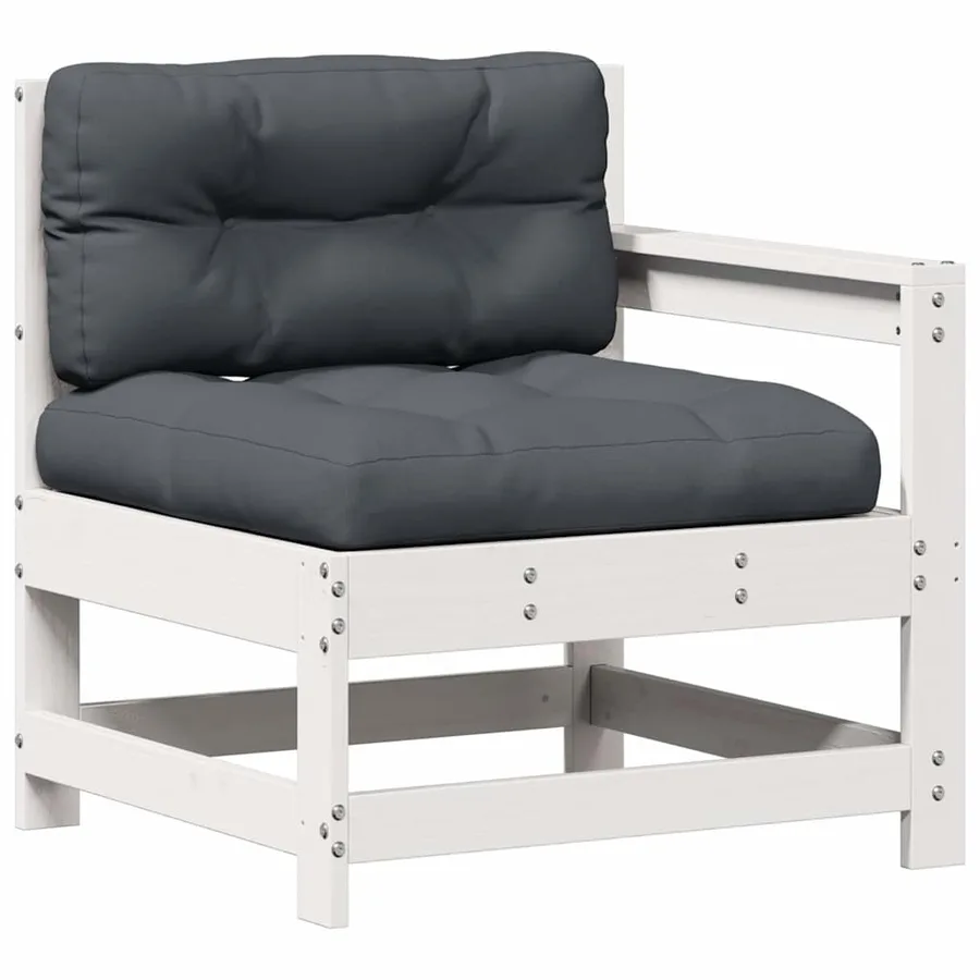 Salon de jardin avec coussins 8 pcs blanc bois de pin massif - 4