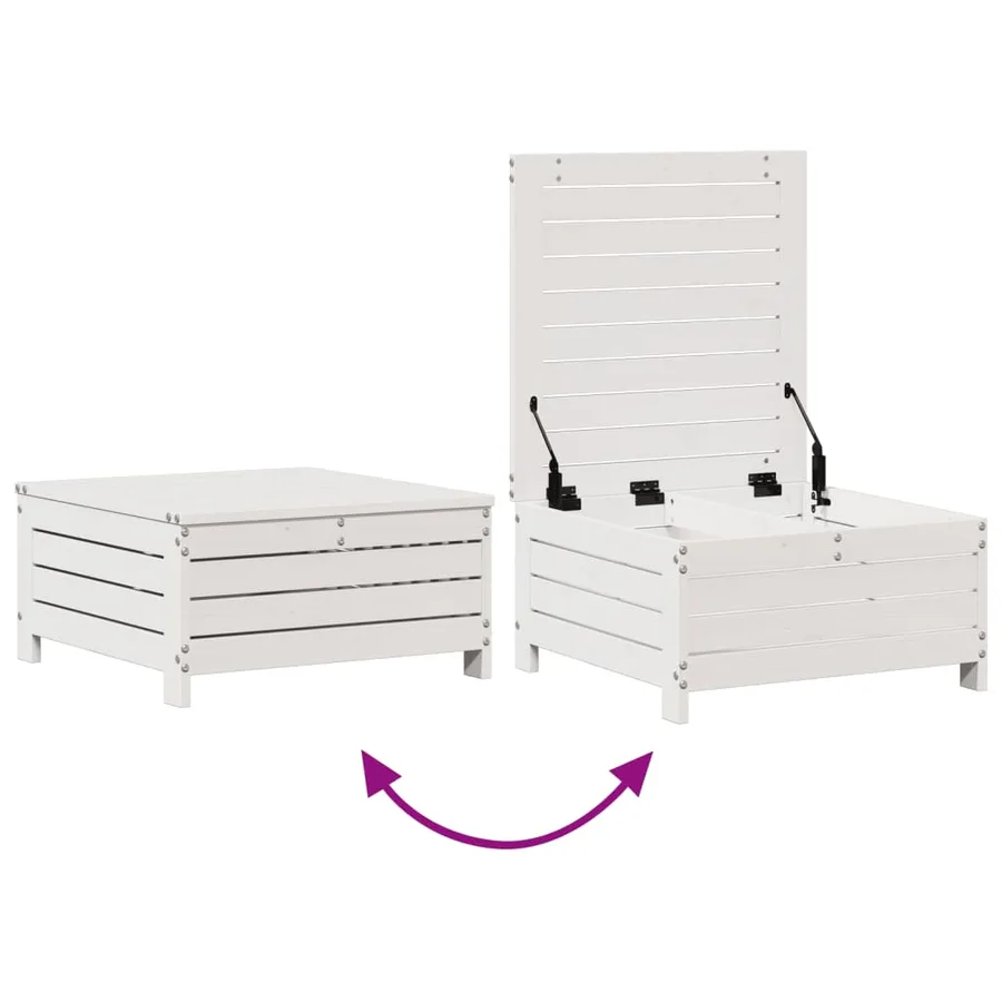 Salon de jardin 7 pcs avec coussins blanc bois de pin massif - 7