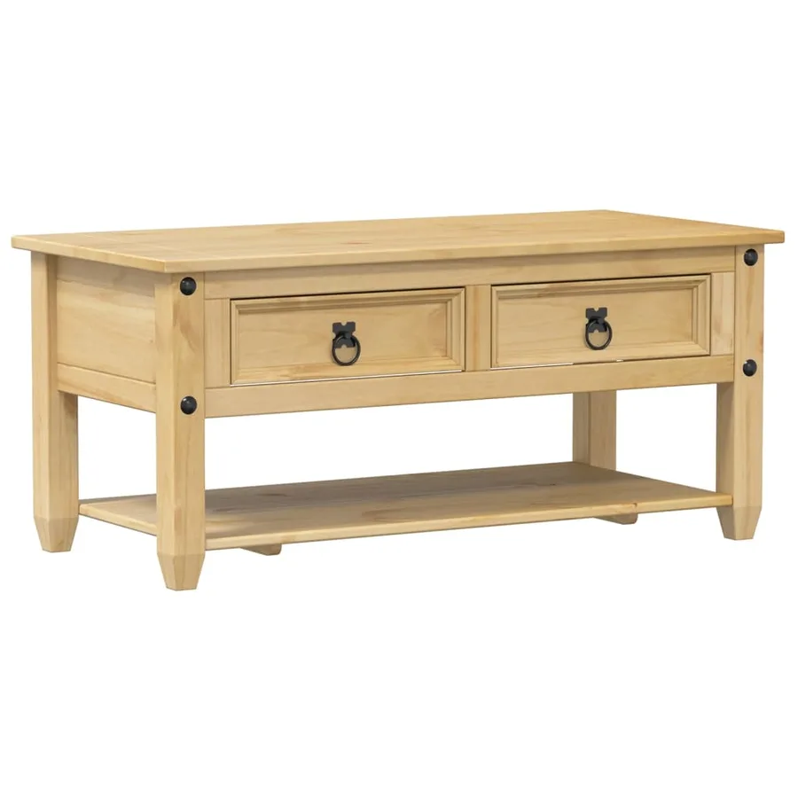 Table basse avec tiroirs Corona 100x48x45 cm bois de pin massif - 2