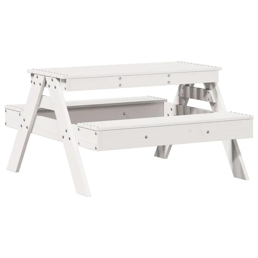Table de pique-nique pour enfants blanc bois massif de pin - 2