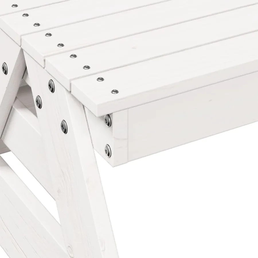 Table de pique-nique pour enfants blanc bois massif de pin - 7