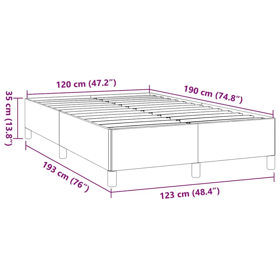 Cadre de lit sans matelas gris foncé 120x190 cm tissu - 9